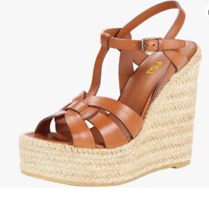 FSJ Brown Wedge Sandals